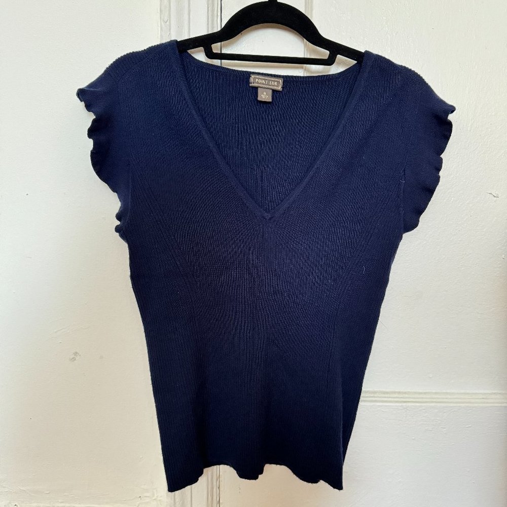 J Crew Point Sur merino wool navy sweater top, Size S